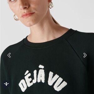 Whistles Dark Green Sweatshirt with White Déjà Vu Text